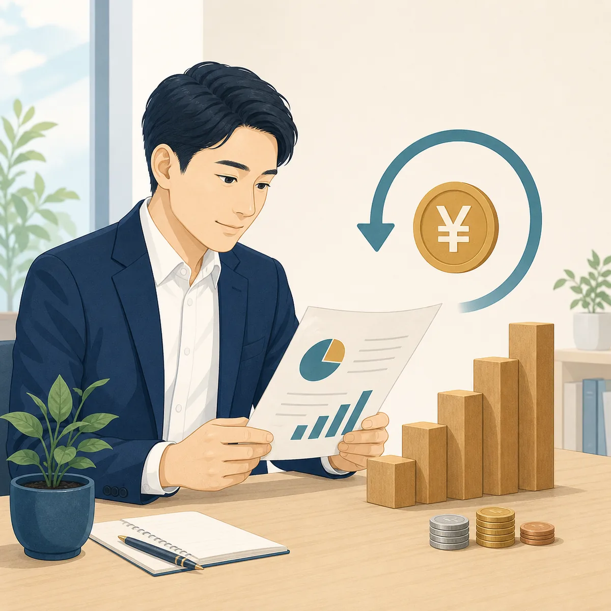投資計画と利益の伸びを確認するROIのイメージ